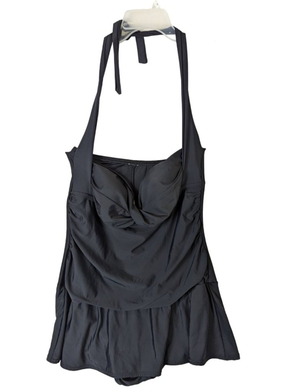 Swimsuits For All S4A Women Plus Size 22 One Piece Halter Skirt Swimsuit Black